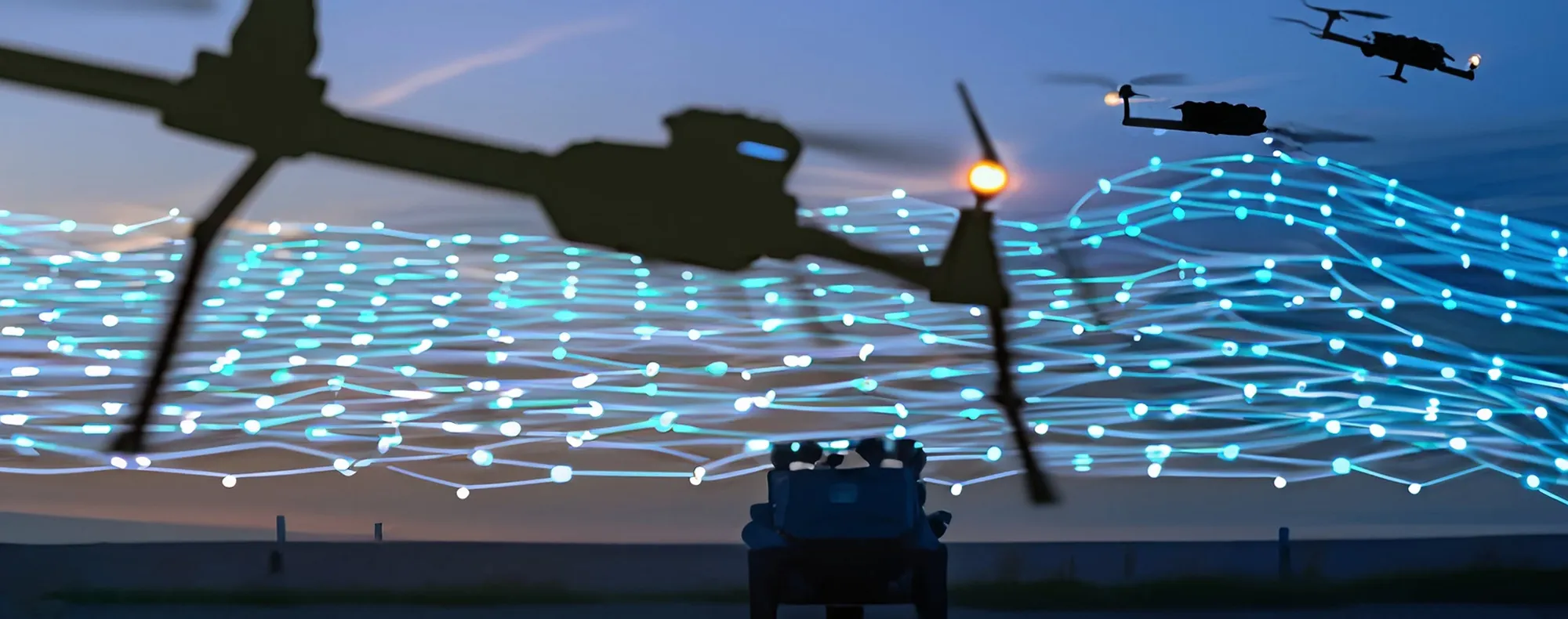 Digital illustration of the UAV Defense System in action (U.S. Patent #11,022,407, issued June 1, 2021)